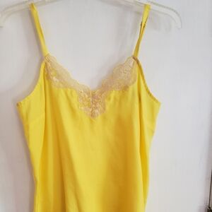 Silk camisole tank top with lace trim- Medium